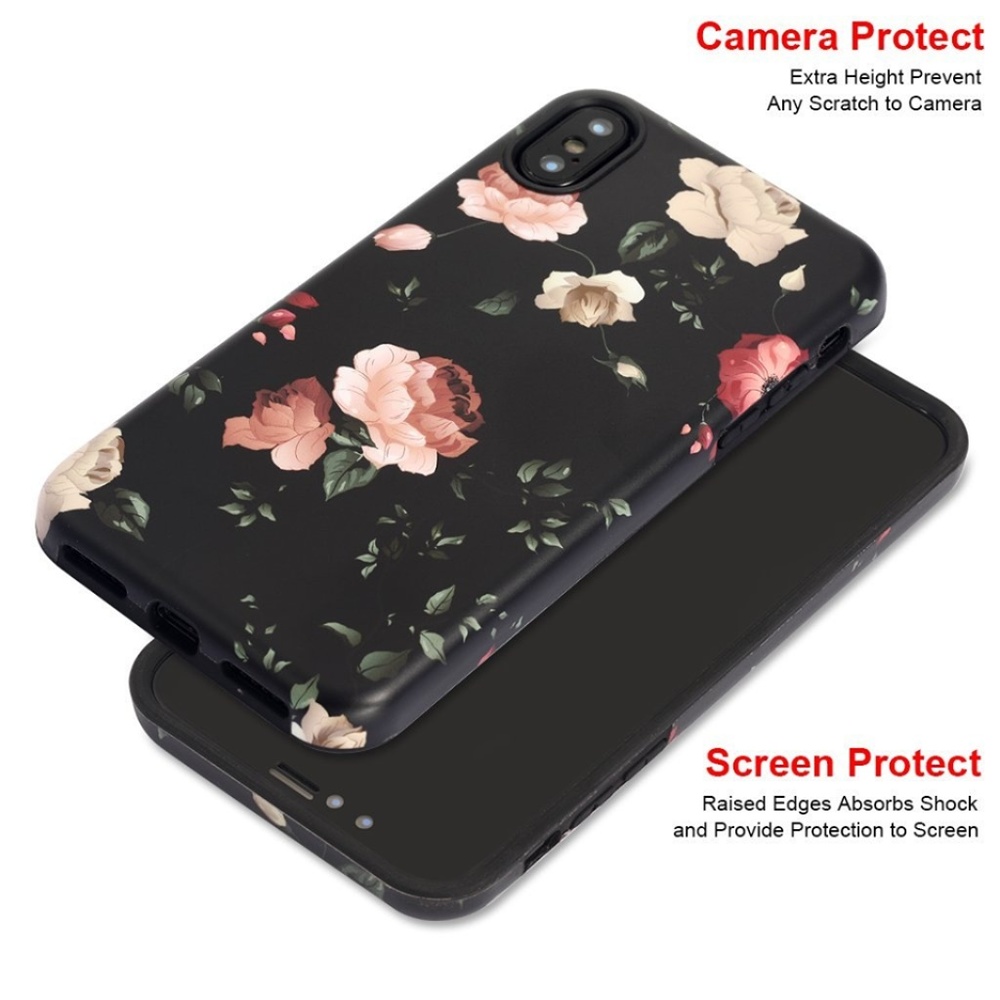 iPhone X Black Floral Case - Picture 2 of 2